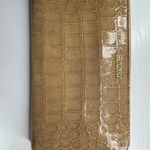 Miu Miu Glossy Croc-Embossed Tan wallet